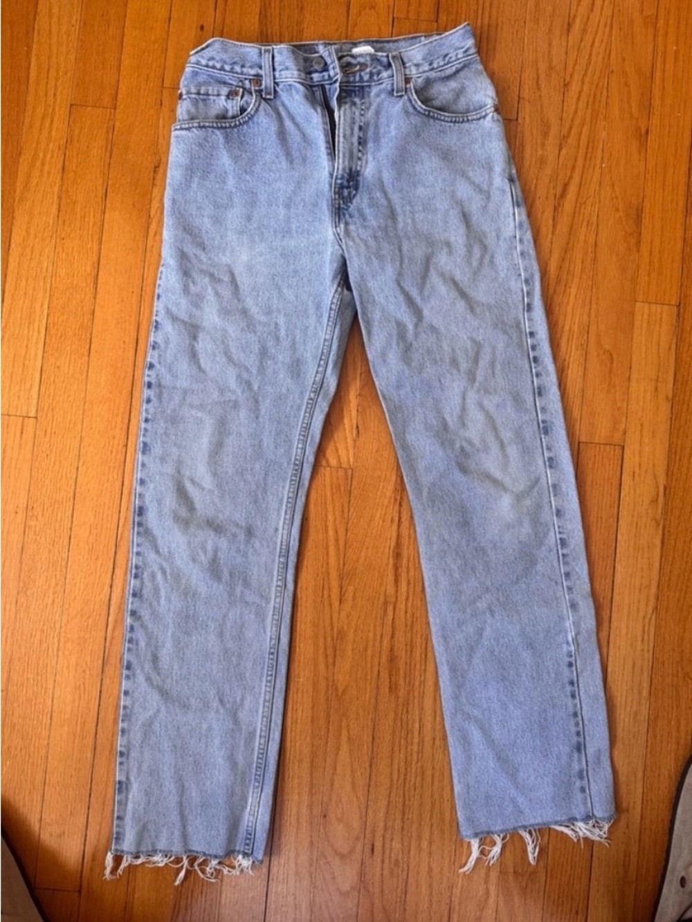 Vintage Levi's Straight-Leg Jeans with Frayed Hem